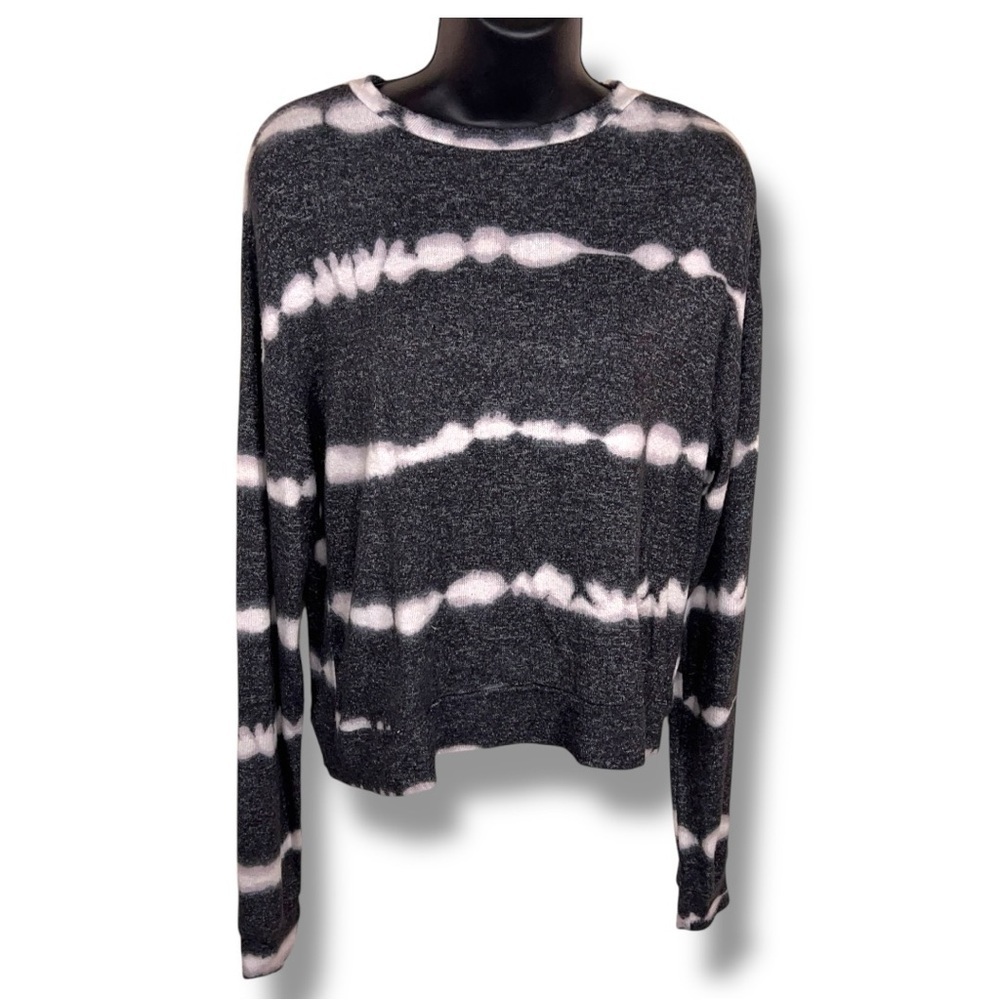 Small Fornia Grey White Tie Dye Sweatshirt Long Sleeve Boho Beachy Casual